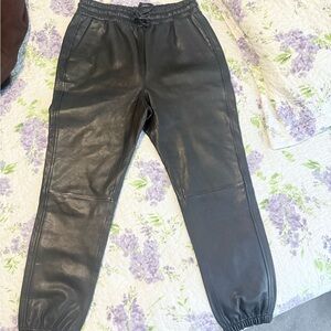 7 For All Mankind Black Leather Joggers